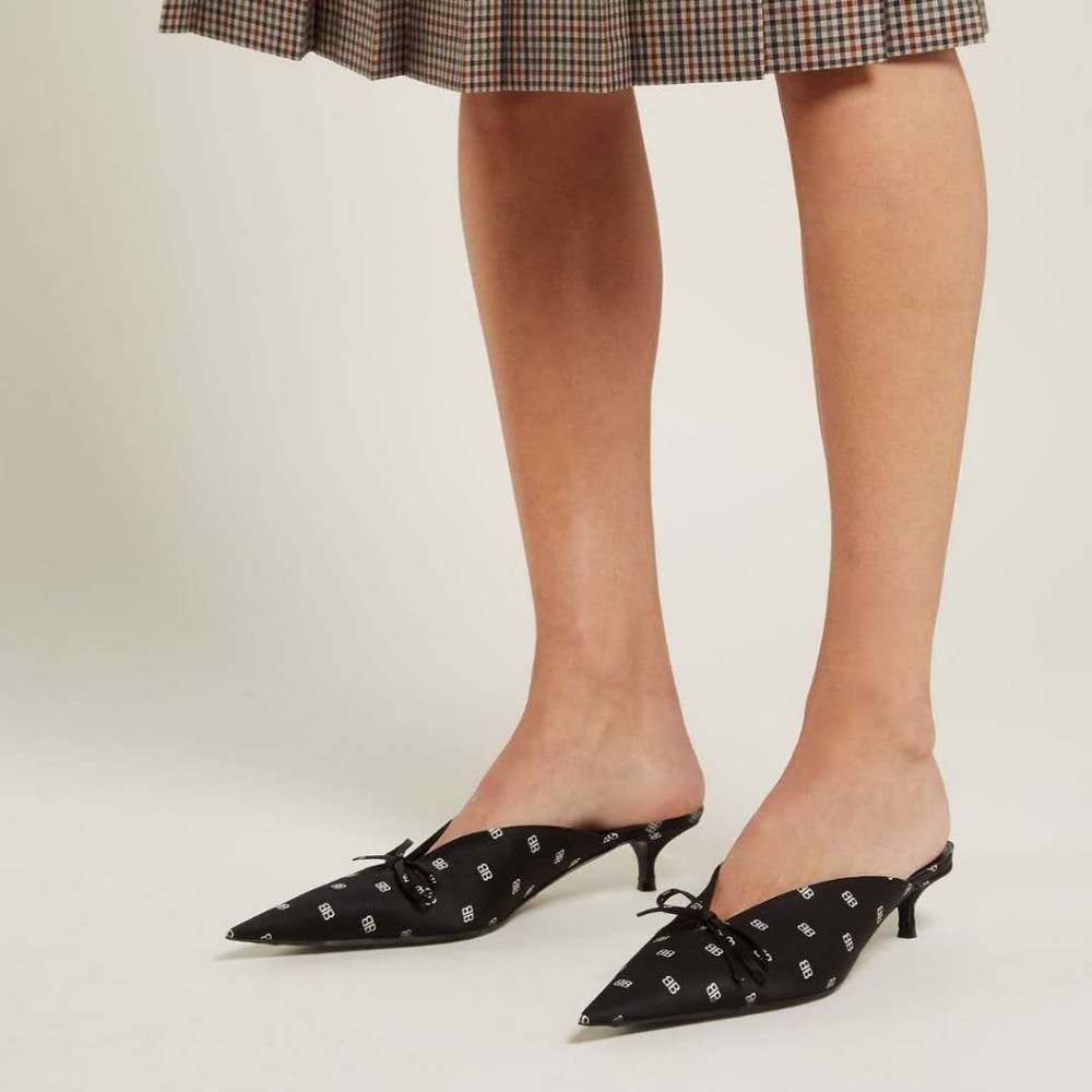 Balenciaga Satin BB Logo Mules